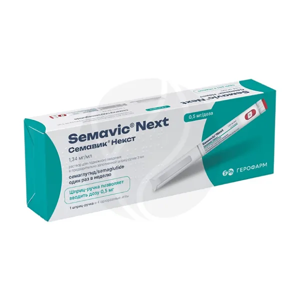 Изображение товара Семавик Некст раствор д/п/к введ. 0,5мг/доза, 3мл №1+4иглы