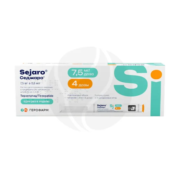 Изображение товара Седжаро раствор для подкожного введения 7,5 мг/доза, 2,4 мл, Россия