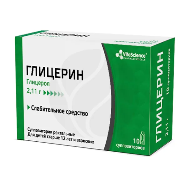Изображение товара Vitascience Глицерин суппозитории ректальные 2,11г №10 для мягкого очищения кишечника