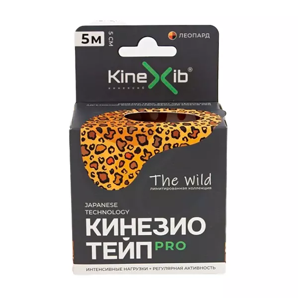 Изображение товара Kinexib Pro бинт нестерильный адгезивный восстанавливающий Кинезио тейп Леопард, 5мх5см Изображение товара Kinexib Pro бинт нестерильный адгезивный восстанавливающий Кинезио тейп Леопард, 5мх5см