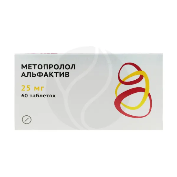 Изображение товара Метопролол Альфактив таблетки 25мг, №60 Изображение товара Метопролол Альфактив таблетки 25мг, №60