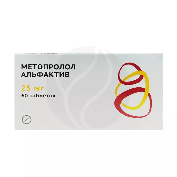Изображение товара Метопролол Альфактив таблетки 25мг, №60 Изображение товара Метопролол Альфактив таблетки 25мг, №60
