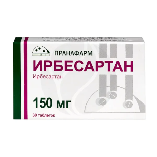 Изображение товара Таблетки Ирбесартан 150мг Пранафарм - артериальное давление Изображение товара Таблетки Ирбесартан 150мг Пранафарм - артериальное давление