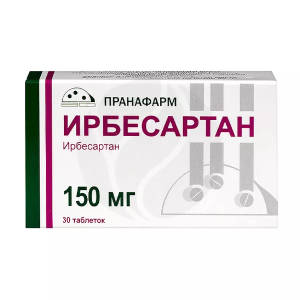 Изображение товара Ирбесартан 150мг таблетки покрыт. п/о Россия Изображение товара Ирбесартан 150мг таблетки покрыт. п/о Россия