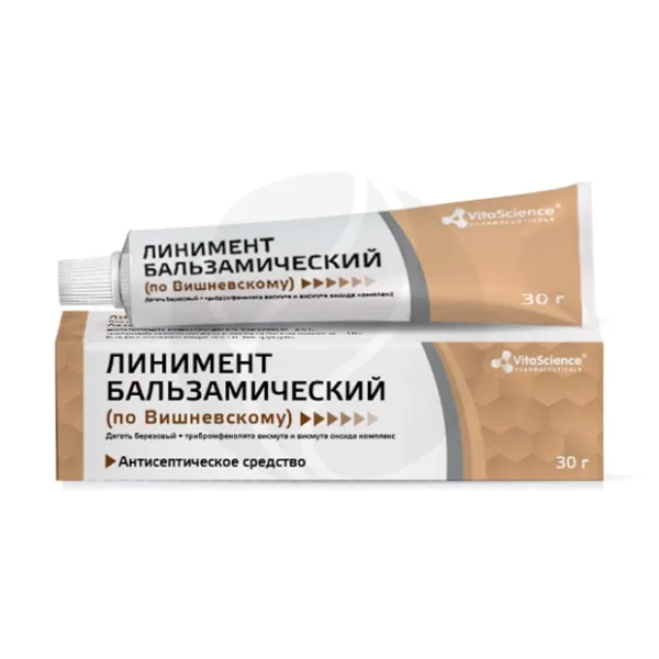 Изображение товара VitaScience линимент бальзамический (по Вишневскому), 30г Тульская ф.ф-ка Изображение товара VitaScience линимент бальзамический (по Вишневскому), 30г Тульская ф.ф-ка