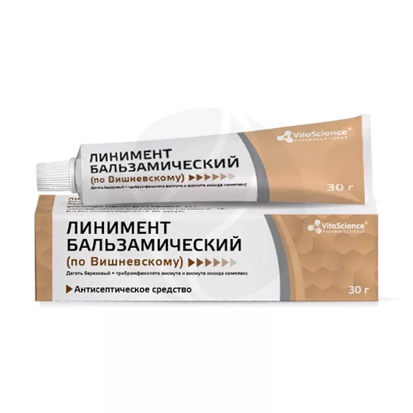 Изображение товара VitaScience линимент бальзамический (по Вишневскому), 30г Тульская ф.ф-ка Изображение товара VitaScience линимент бальзамический (по Вишневскому), 30г Тульская ф.ф-ка