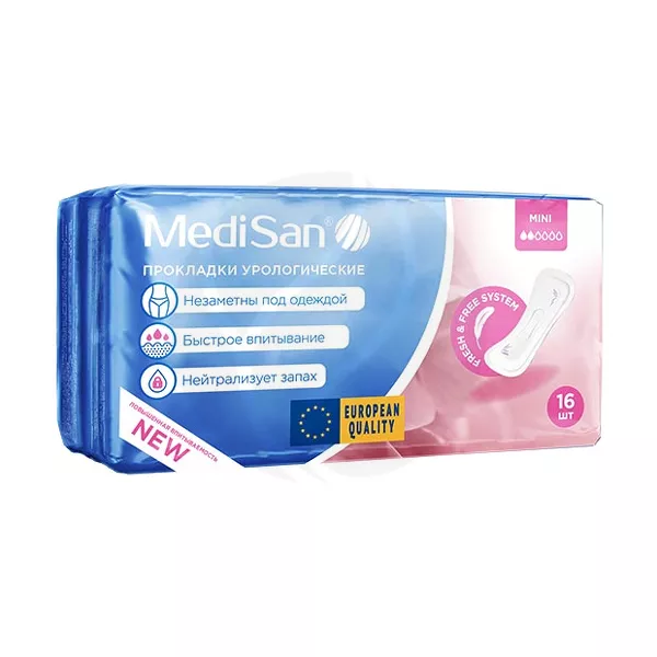 Изображение товара Медисан Мини урологические прокладки для женщин 16 штук Изображение товара Медисан Мини урологические прокладки для женщин 16 штук