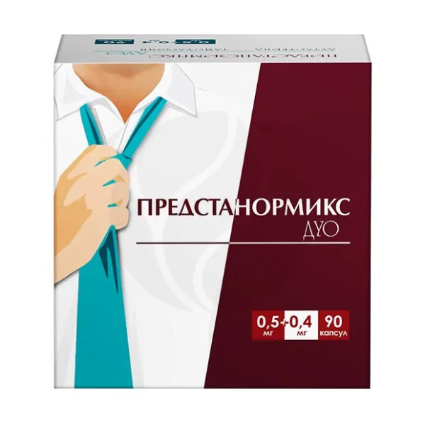 Изображение товара Предстанормикс дуо капсулы с модиф. высвоб. 0,5мг+0,4мг, №90 Изображение товара Предстанормикс дуо капсулы с модиф. высвоб. 0,5мг+0,4мг, №90