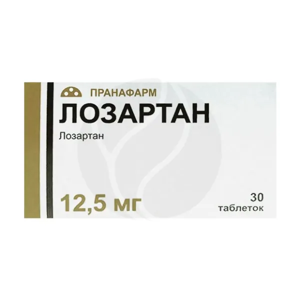 Изображение товара Лозартан таблетки покрытые пленочной оболочкой 12,5мг №30 Россия