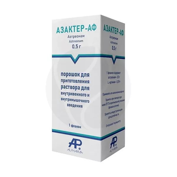 Изображение товара Азактер-АФ порошок 0,5г для раствора внутривенного и внутримышечного введения Изображение товара Азактер-АФ порошок 0,5г для раствора внутривенного и внутримышечного введения