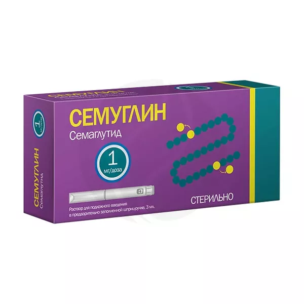 Изображение товара Семуглин раствор д/п/к введ. 1мг/доза, 3мл №1+4 иглы Изображение товара Семуглин раствор д/п/к введ. 1мг/доза, 3мл №1+4 иглы