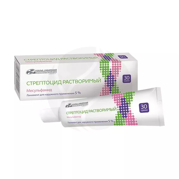 Изображение товара Стрептоцид растворимый линимент д/наружного применения 5%, 30г Изображение товара Стрептоцид растворимый линимент д/наружного применения 5%, 30г