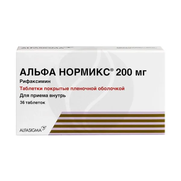 Изображение товара Альфа Нормикс таблетки покрытые 200мг №36 для кишечных инфекций и воспалений Изображение товара Альфа Нормикс таблетки покрытые 200мг №36 для кишечных инфекций и воспалений