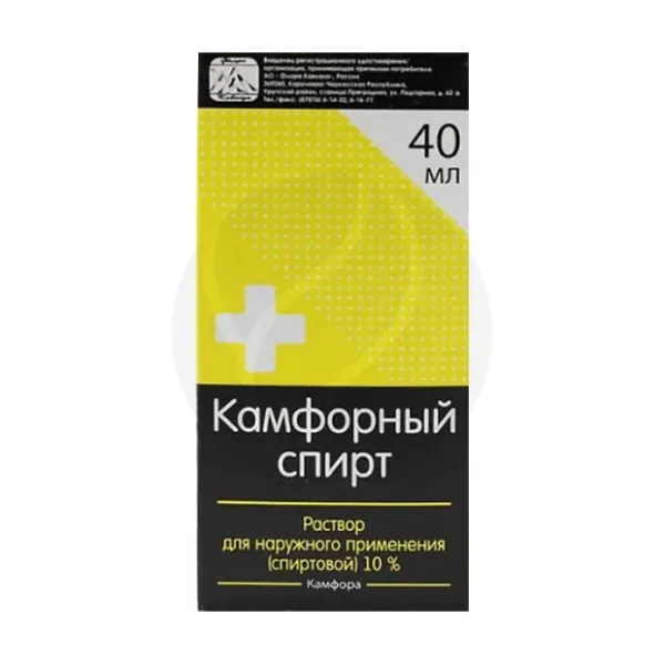 Изображение товара Камфорный спирт раствор 10% для наружного применения 40мл Изображение товара Камфорный спирт раствор 10% для наружного применения 40мл