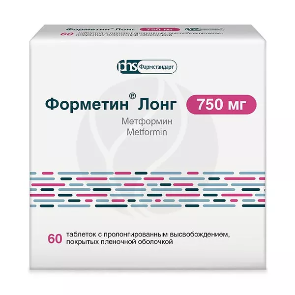 Изображение товара Форметин Лонг таблетки с пролонгированным высвобождением 750мг, 60 шт