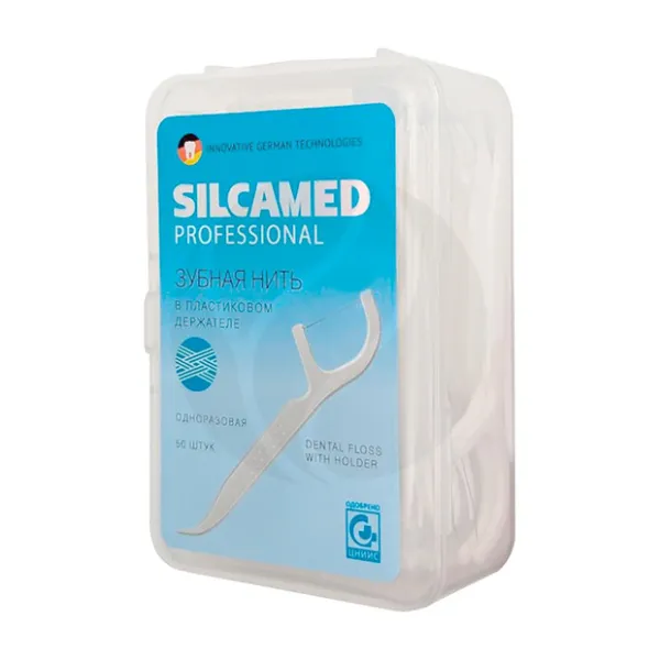Изображение товара Зубная нить с держателем SilcaMed Professional 50 шт Изображение товара Зубная нить с держателем SilcaMed Professional 50 шт