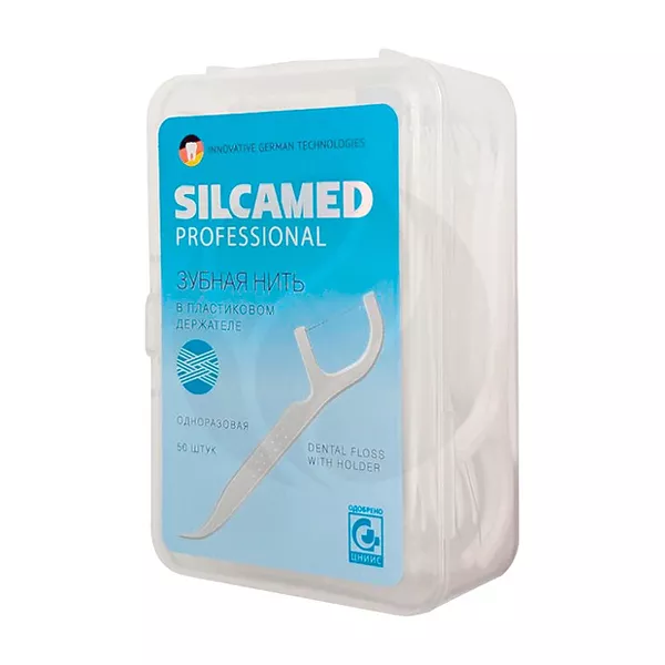 Изображение товара Зубная нить с держателем SilcaMed Professional 50 шт Изображение товара Зубная нить с держателем SilcaMed Professional 50 шт