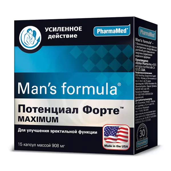 Изображение товара Man's formula Потенциал Форте максимум капсулы 15 шт для мужского здоровья Изображение товара Man's formula Потенциал Форте максимум капсулы 15 шт для мужского здоровья