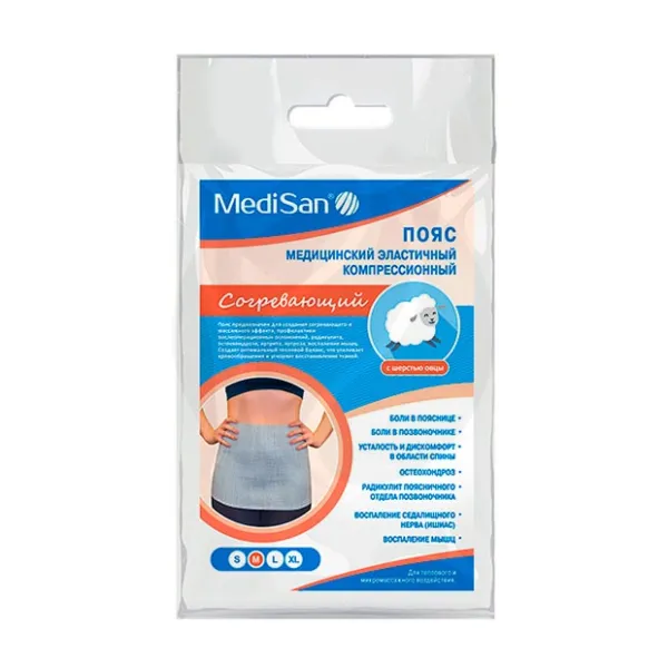 Изображение товара Медицинский согревающий эластичный пояс с шерстью овцы MediSan р.M