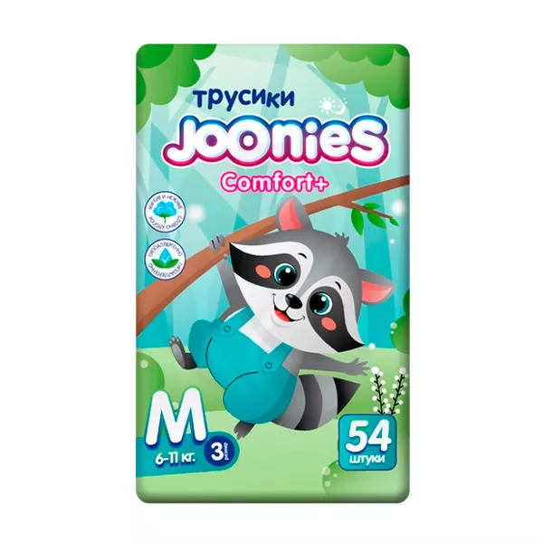 Изображение товара Joonies Comfort+ подгузники-трусики р.М (6-11кг), 54шт Изображение товара Joonies Comfort+ подгузники-трусики р.М (6-11кг), 54шт