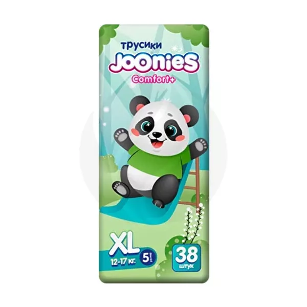 Изображение товара Подгузники-трусики XL Joonies Comfort+ 12-17 кг пачка 38 шт водонепроницаемые Изображение товара Подгузники-трусики XL Joonies Comfort+ 12-17 кг пачка 38 шт водонепроницаемые