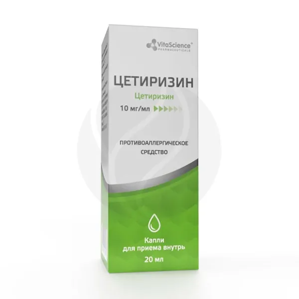Vitascience Цетиризин капли д/приема внутрь 10мг/мл, 20мл Тульская ф.ф-ка