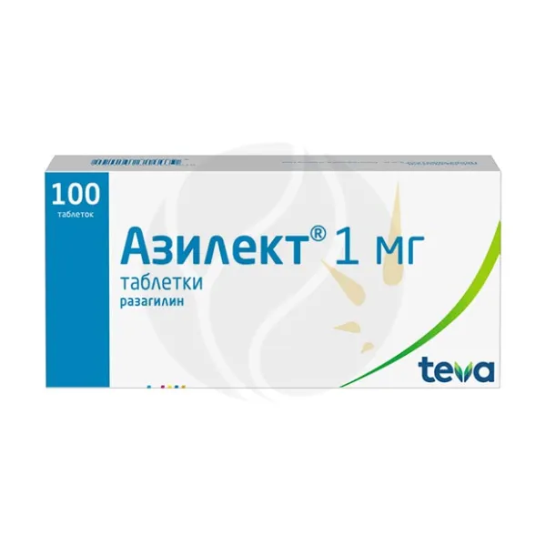 Изображение товара Азилект таблетки 1мг No100 Тева - для пожилых и при нарушениях функции печени