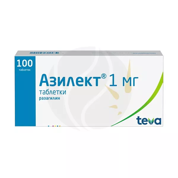 Изображение товара Азилект таблетки 1мг, №100 Изображение товара Азилект таблетки 1мг, №100