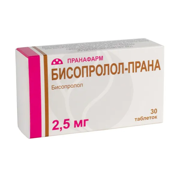 Изображение товара Бисопролол-Прана 2,5 мг таблетки покрытые, №30 для гипертензии сердце