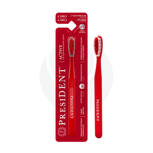 Изображение товара Зубная щетка PresiDENT Active для чувствительных дёсен с двухуровневой щетиной