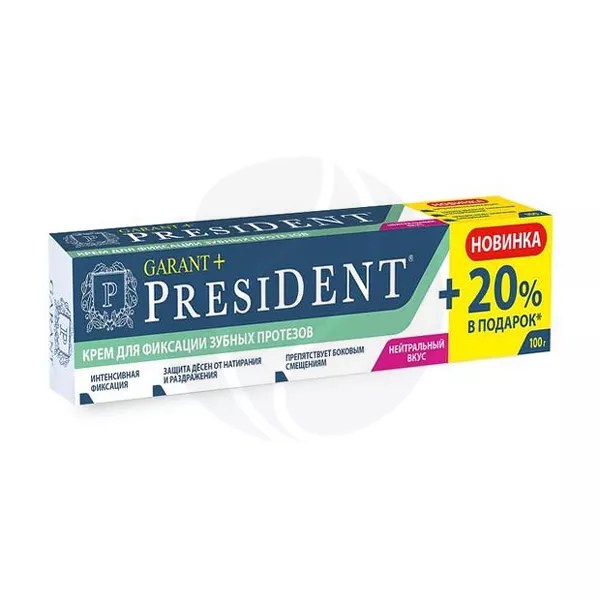 Изображение товара Крем для фиксации зубных протезов PresiDENT Garant+ 100г Италия Изображение товара Крем для фиксации зубных протезов PresiDENT Garant+ 100г Италия