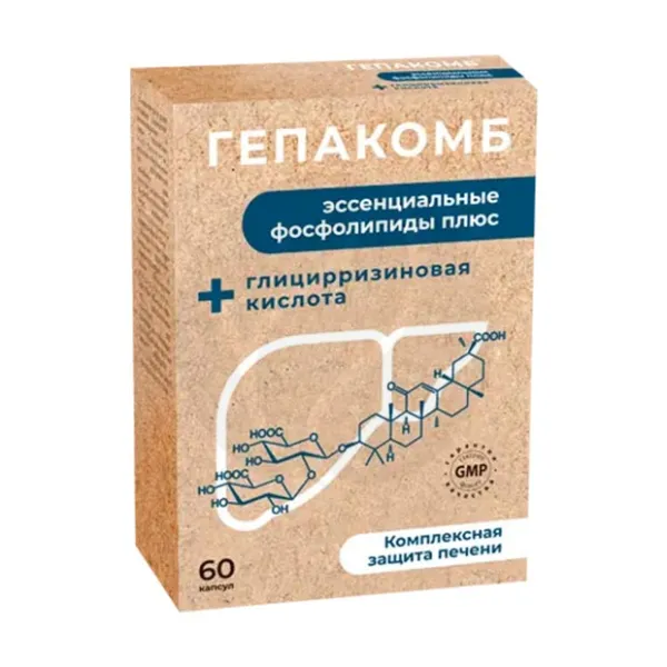 Изображение товара Гепакомб Эссенциальные фосфолипиды капсулы 60 шт натуральный препарат для печени