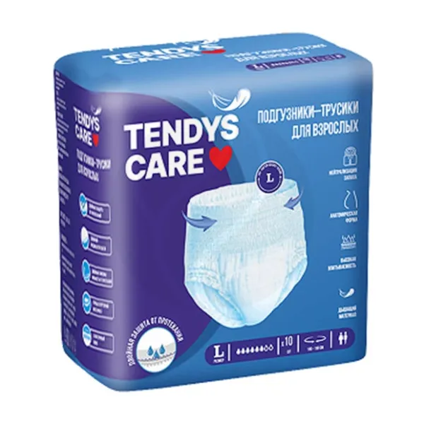 Изображение товара Тенди care подгузники-трусы L 100-150 см 10 штук для взрослых и пациентов