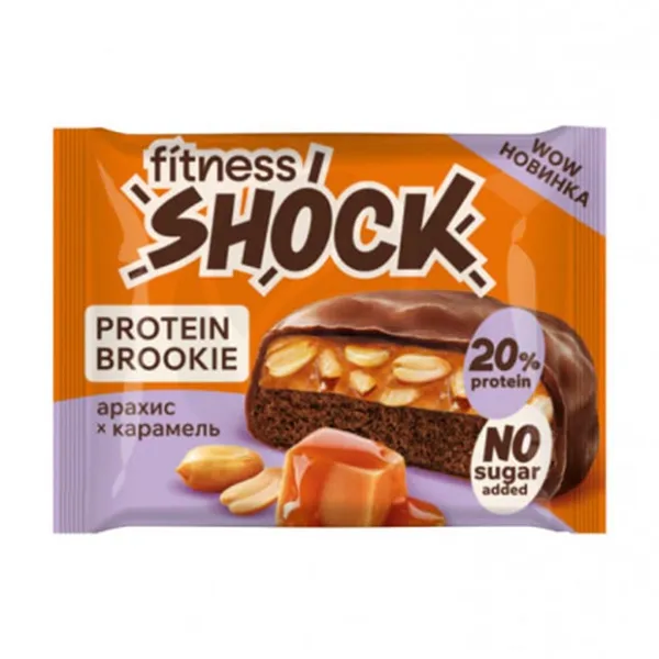 Fitness Shock Protein brookie бисквит арахис, карамель, без сахара, 50г