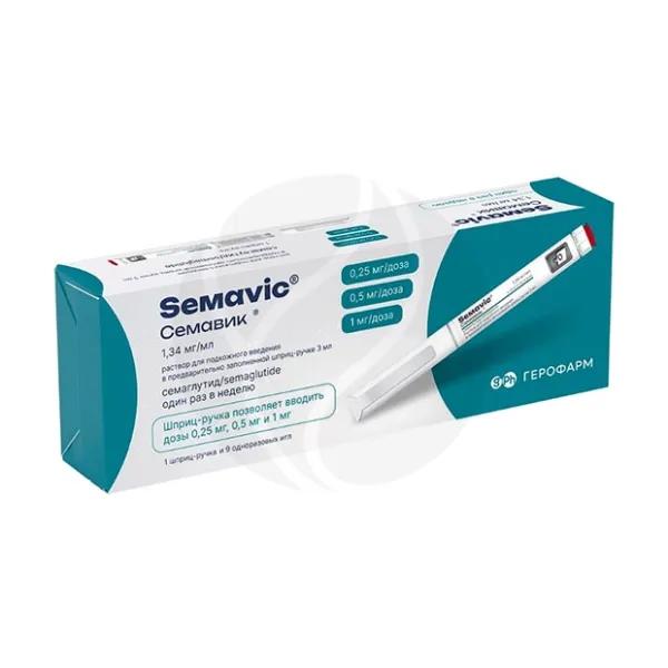 Изображение товара Семавик раствор д/п/к введ. 1,34мг/мл, 3мл №1+9игл