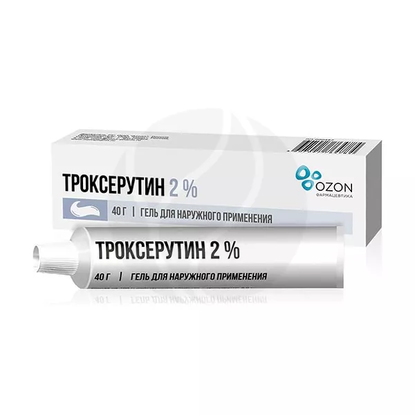 Изображение товара Троксерутин гель 2% для сосудов и вен 40 г Изображение товара Троксерутин гель 2% для сосудов и вен 40 г
