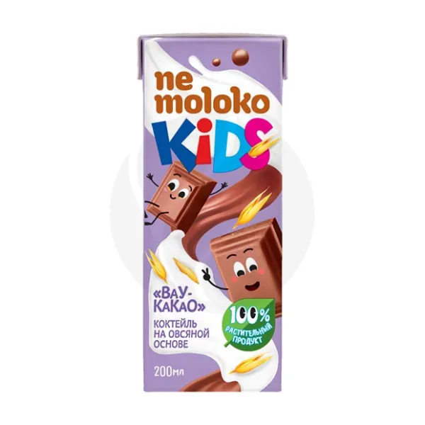 Nemoloko Kids коктейль на овсяной основе Вау-какао 3+, 200мл