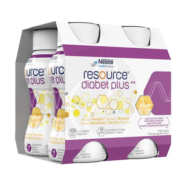 Изображение товара Nestle Resource Diabet plus жидкая смесь с пищевыми волокнами и ароматом ванили 200мл
