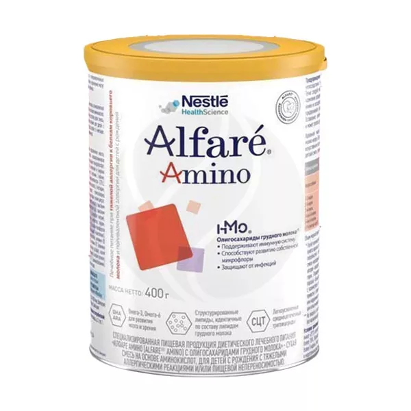 Изображение товара Nestle Alfare Amino диетическое питание с олигосахаридами 400г Изображение товара Nestle Alfare Amino диетическое питание с олигосахаридами 400г
