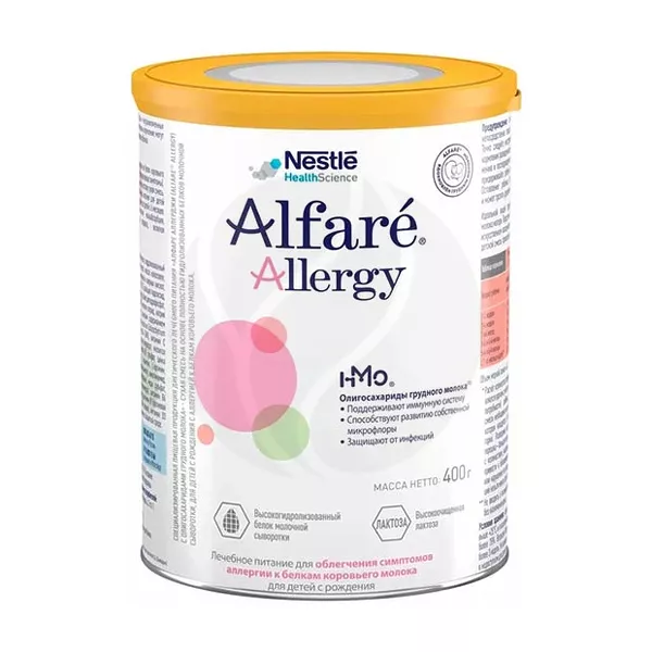 Изображение товара Nestle Alfare Allergy Лечебное питание при аллергии к белкам коровьего молока, сухая смесь 400г Изображение товара Nestle Alfare Allergy Лечебное питание при аллергии к белкам коровьего молока, сухая смесь 400г