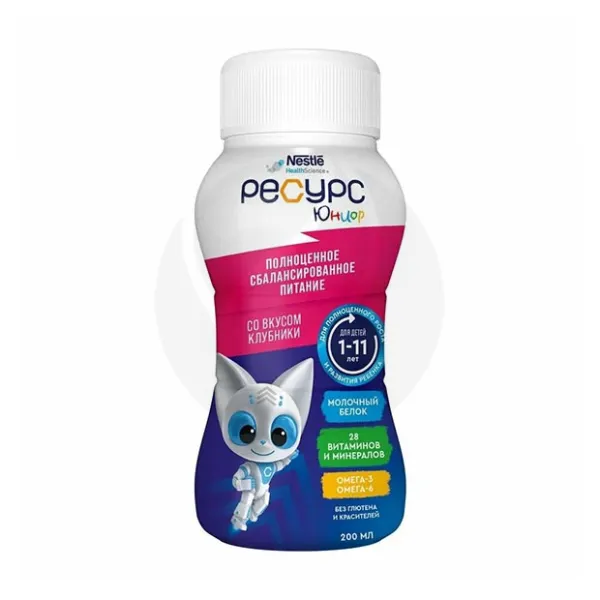 Nestle Ресурс Юниор жидкая смесь со вкусом клубники (1-11 лет), 200мл