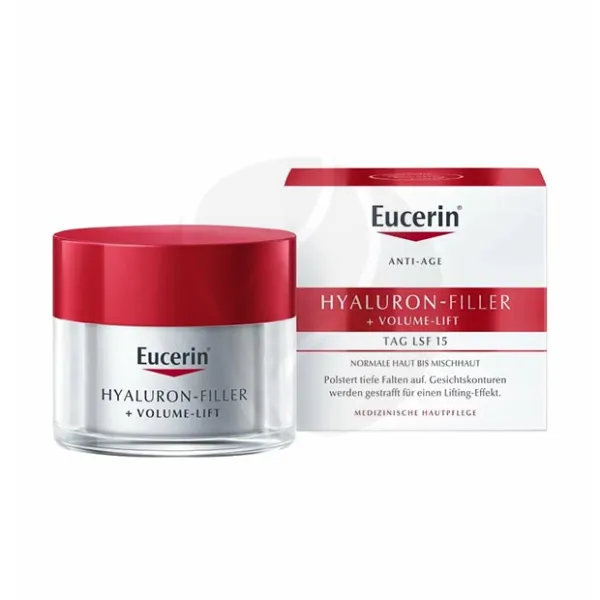 Изображение товара Eucerin Hyaluron-Filler+Volume-Lift крем для дневного ухода за нормальной и комбинированной кожей SPF15 Изображение товара Eucerin Hyaluron-Filler+Volume-Lift крем для дневного ухода за нормальной и комбинированной кожей SPF15
