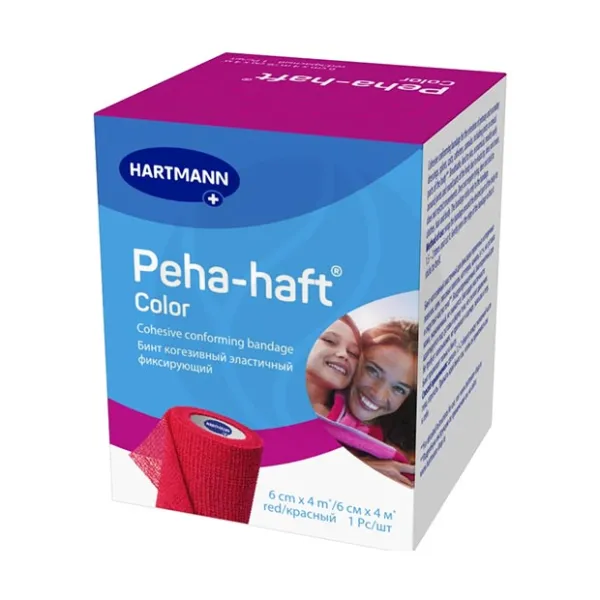 Hartmann Peha-Haft бинт когезивный эластичный фиксирующий, цвет красный 4м*6см