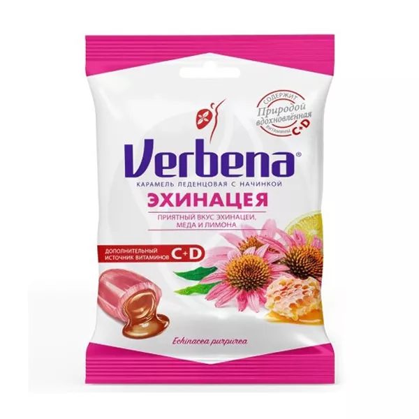 Изображение товара Леденцы с эхинацеей Verbena 60г для укрепления иммунитета Изображение товара Леденцы с эхинацеей Verbena 60г для укрепления иммунитета