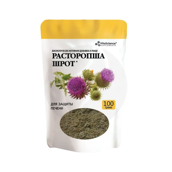 Изображение товара Расторопша шрот Витасайнс 100г натуральный продукт для печени Изображение товара Расторопша шрот Витасайнс 100г натуральный продукт для печени