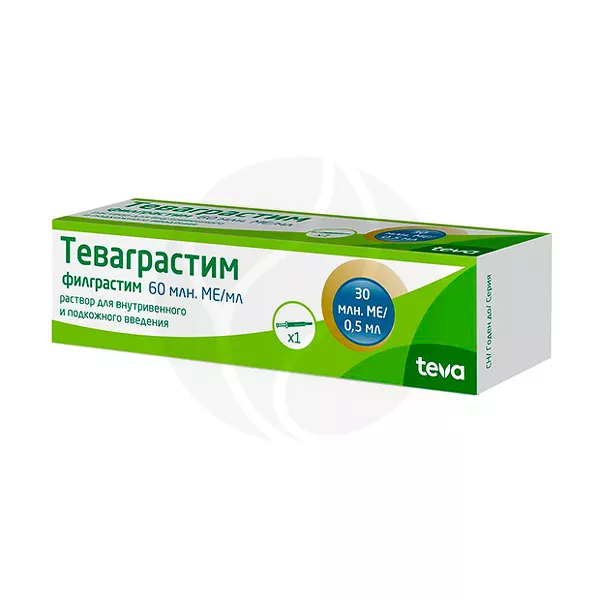 Изображение товара Раствор Teva Филграстим 60млнМЕ/мл для в/в и п/к введения Изображение товара Раствор Teva Филграстим 60млнМЕ/мл для в/в и п/к введения