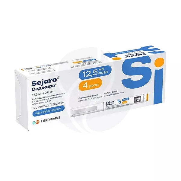 Изображение товара Седжаро раствор для подкожного введения 12,5 мг/доза, 2,4 мл, Россия Изображение товара Седжаро раствор для подкожного введения 12,5 мг/доза, 2,4 мл, Россия