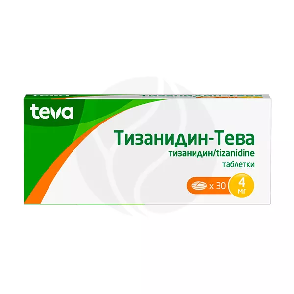Изображение товара Тизанидин-Тева таблетки 4мг, №30 для снятия мышечных спазмов и спастичности Изображение товара Тизанидин-Тева таблетки 4мг, №30 для снятия мышечных спазмов и спастичности