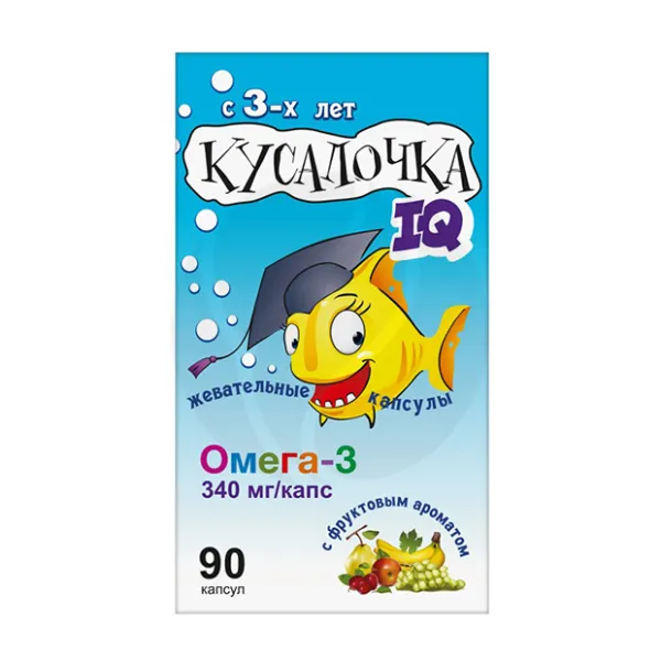 Изображение товара Кусалочка Омега-3 IQ жевательные капсулы 90 шт. Изображение товара Кусалочка Омега-3 IQ жевательные капсулы 90 шт.