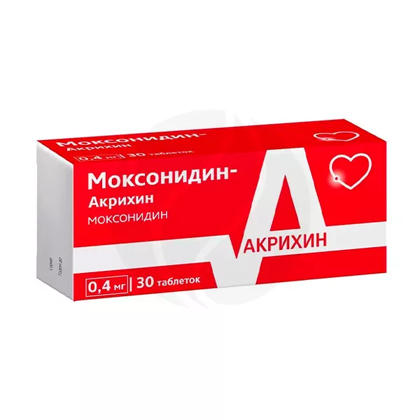Изображение товара Моксонидин Акрихин 0,4мг таблетки покрытые, 30 штук для лечения гипертензии Изображение товара Моксонидин Акрихин 0,4мг таблетки покрытые, 30 штук для лечения гипертензии